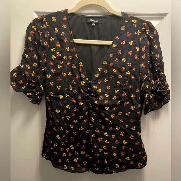 Madewell Silk Daylight Tie-Sleeve Top in Feline Floral - Picture 8 of 15